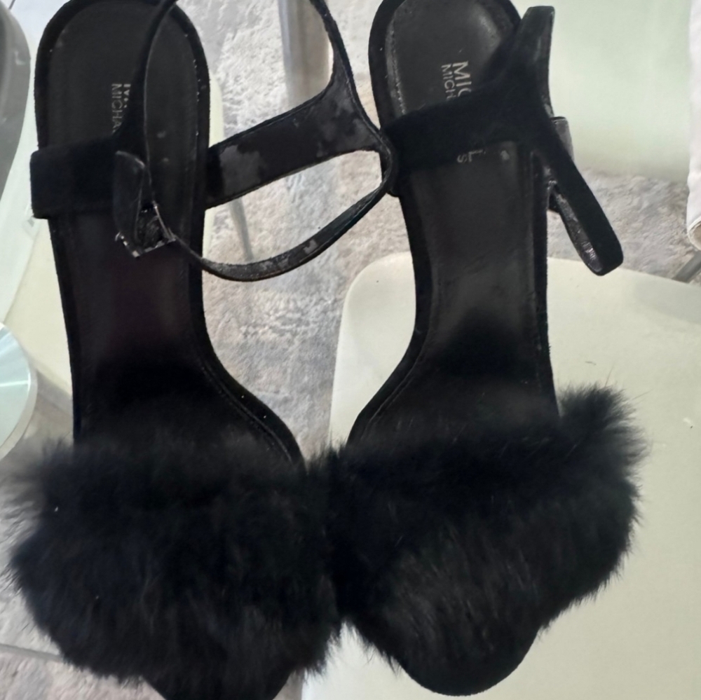 Michael Kors Black Fur Strap Heels
